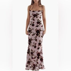 House of CB - Serena Floral Velvet Burnout Maxi Dress - Size L+